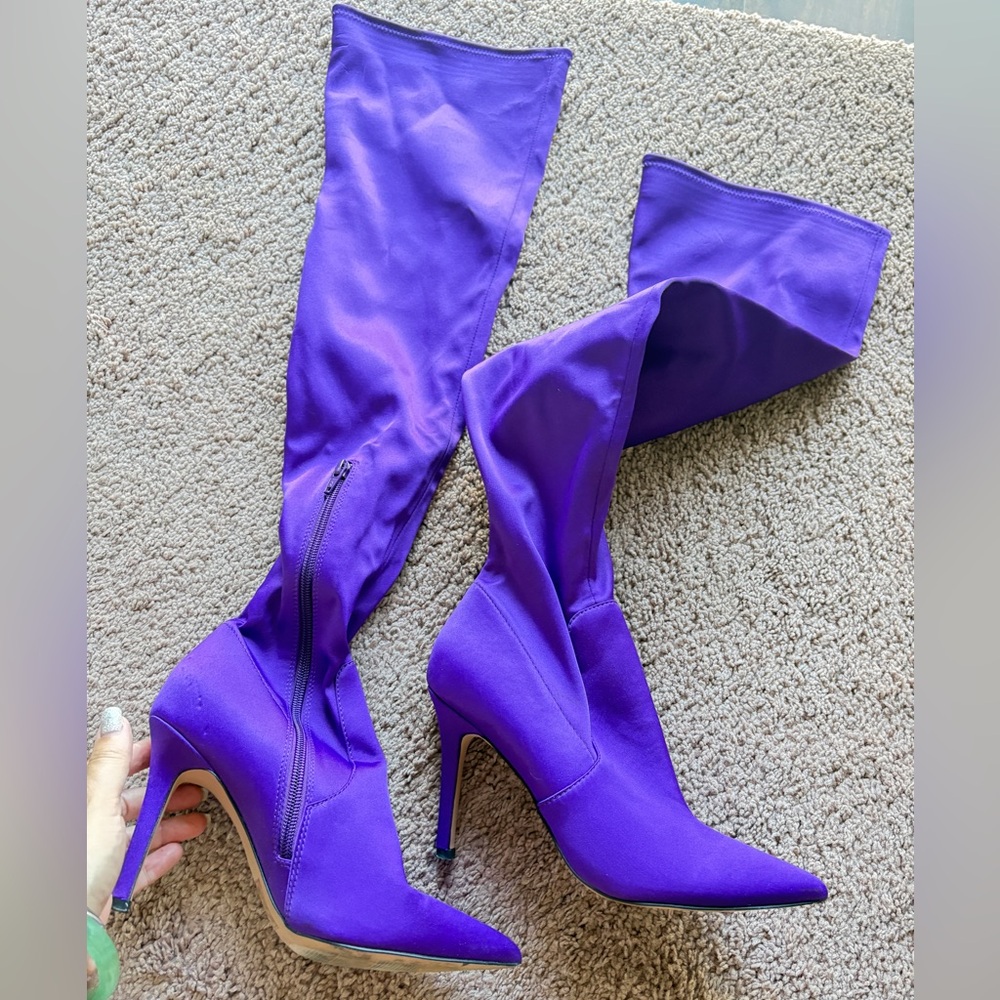 Purple Women's Thigh High Heel Boots